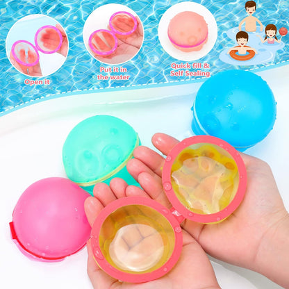 6 Pcs Reusable Magnetic Water Balloons Refillable Quick Fill Self Sealing Bomb