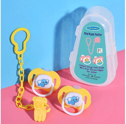 Baby Pacifier Set Silicone Nipples Chain Combination Baby Sleeping Pacifier With Storage Box