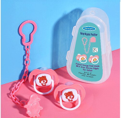 Baby Pacifier Set Silicone Nipples Chain Combination Baby Sleeping Pacifier With Storage Box