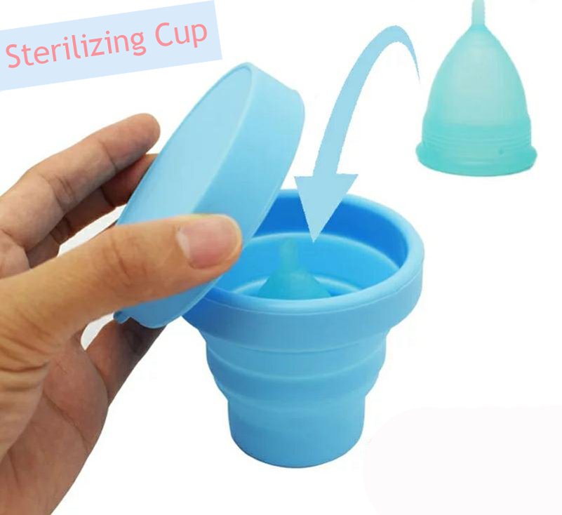 Collapsible/ Foldable Sterlizer Cup Microwavable Stationary, Makeup Brush Or Menstrual Period Cups Holder Carry Case BPA Free