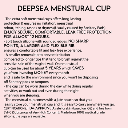 Deepsea Menstrual Cup / Period Cup – Large & Small - Premium Quality, BPA Free 100% Medical Grade Silicone.