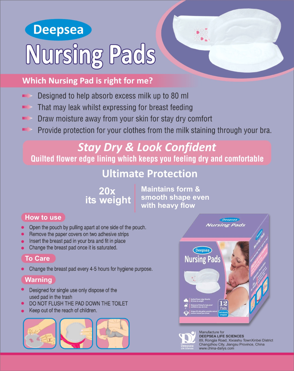 Nakson Nursing Pads (12 Pieces) - Ultra-Absorbent Leakproof
