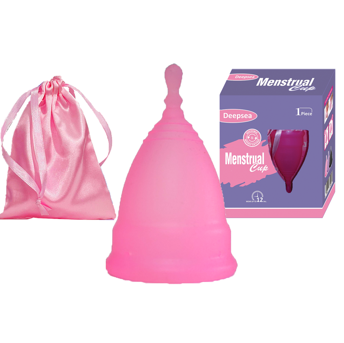Deepsea Menstrual Cup / Period Cup – Large & Small - Premium Quality, BPA Free 100% Medical Grade Silicone