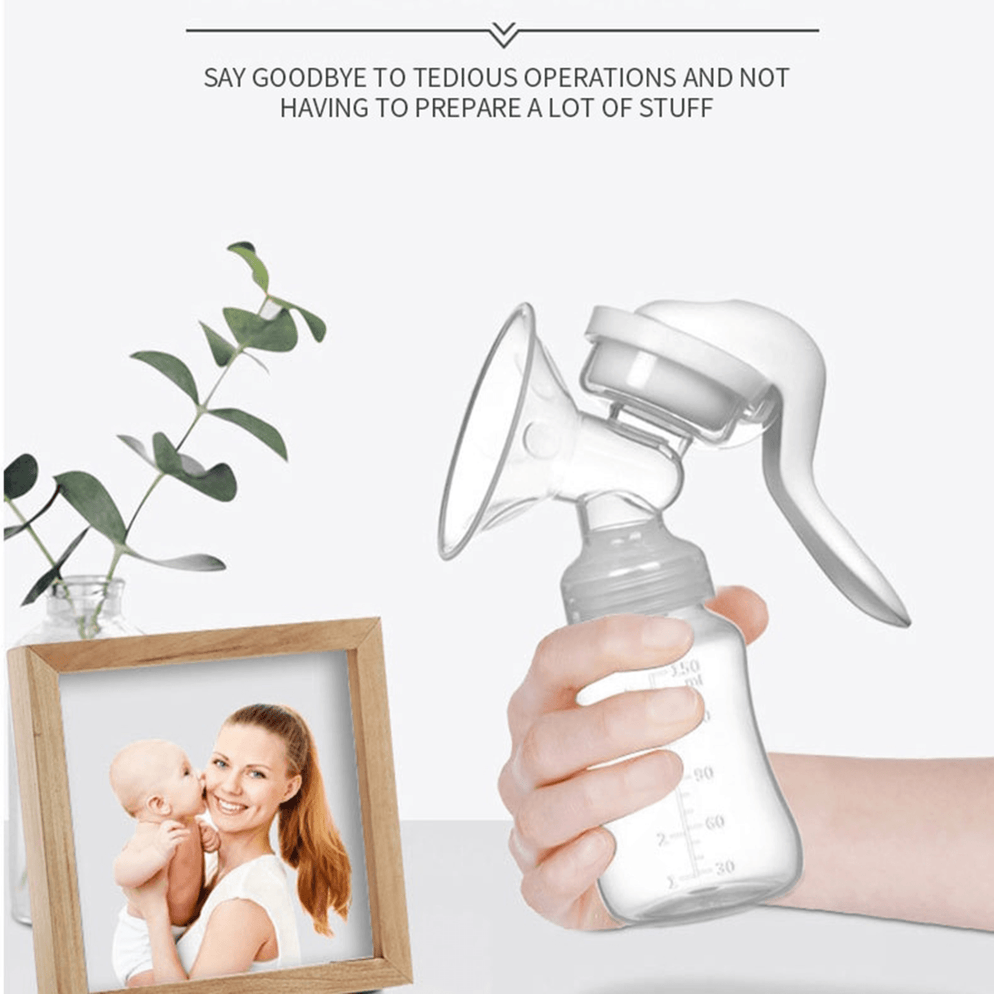 Portable Manual Breast Pump, Silicone Manual Milk Breast Pump with baby bottle ( Single ), Hand Pump for Breastfeeding Rh-188 - Nakson