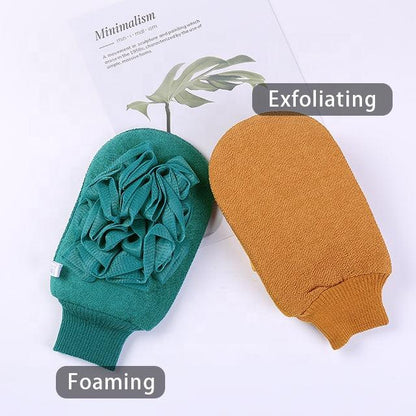 Deepsea Exfoliator Bath Gloves With Bath Ball Shower Body Scrub Gloves, Dead Skin Cell Remover Specially For Face Spa Body Cleaner Mitts - Nakson