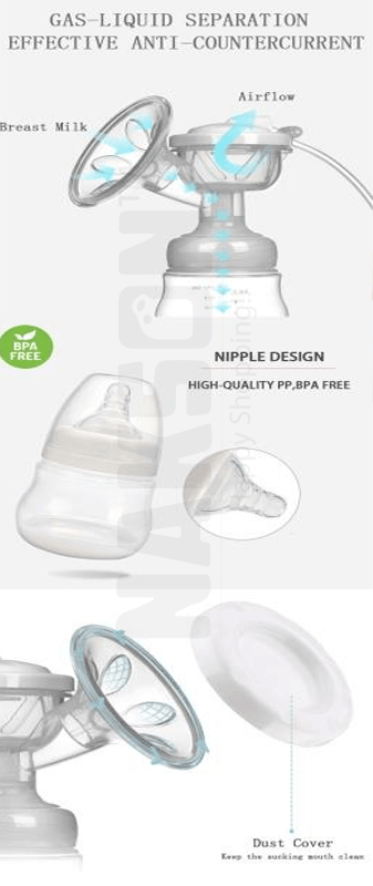 Powerful Electric Single Breast Pump Automatic Breast Feeding Pump with Baby Bottle Suction Milk Extractor S-003B - Nakson