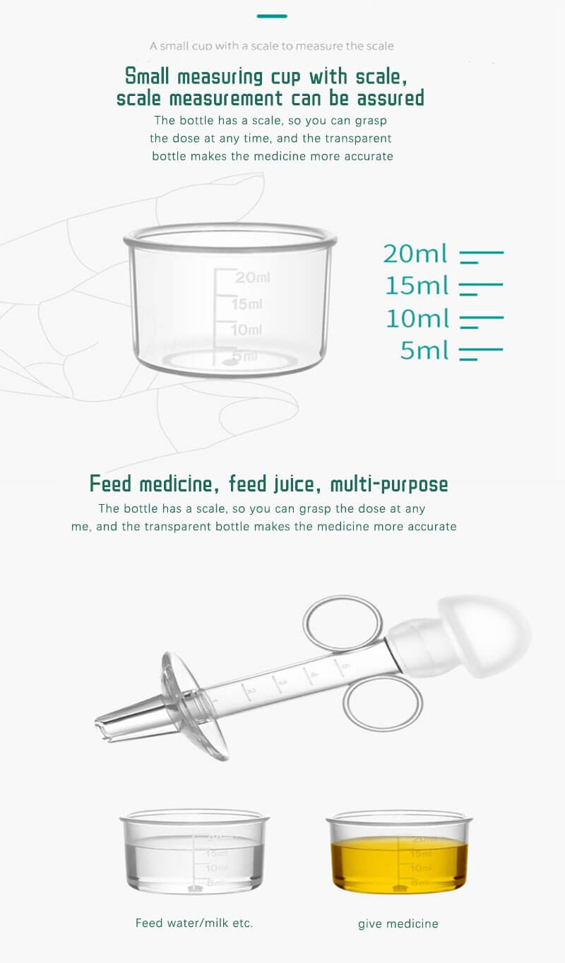 Baby Medicine Feeder Soft Silicone Squeeze Dispenser Liquid Medicine Feeder Infant Dropper With Scale Baby Pacifier & Two-Angled Port Dropper