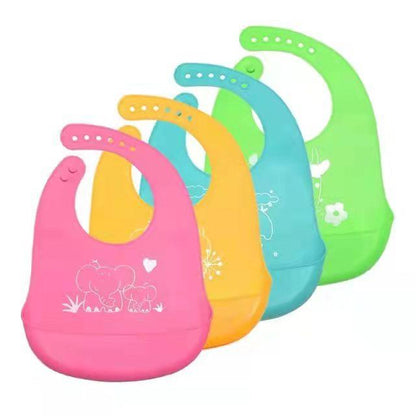 Waterproof Reusable Colorful Soft Baby Silica Gel Bib/Food Grade Silicone Bib For Babies