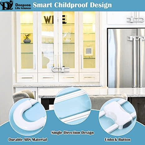 Safety locks for kids Protection of drawers, cabinets, cupboards with u shaped baby lock